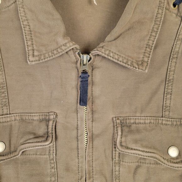 Free People Womens Faye Canvas Military Jacket Size Small Green Zip Up Lace Up - Picture 4 of 10